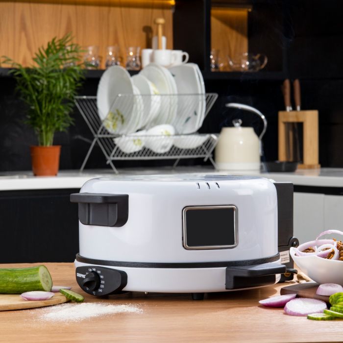 Geepas Arabic Bread Maker, 30cm Non-Stick Baking Plate, GBM63036 | Halogen Tube & Stainless Steel Heating Coil | Adjustable Double Thermostat for Perfect Cooking