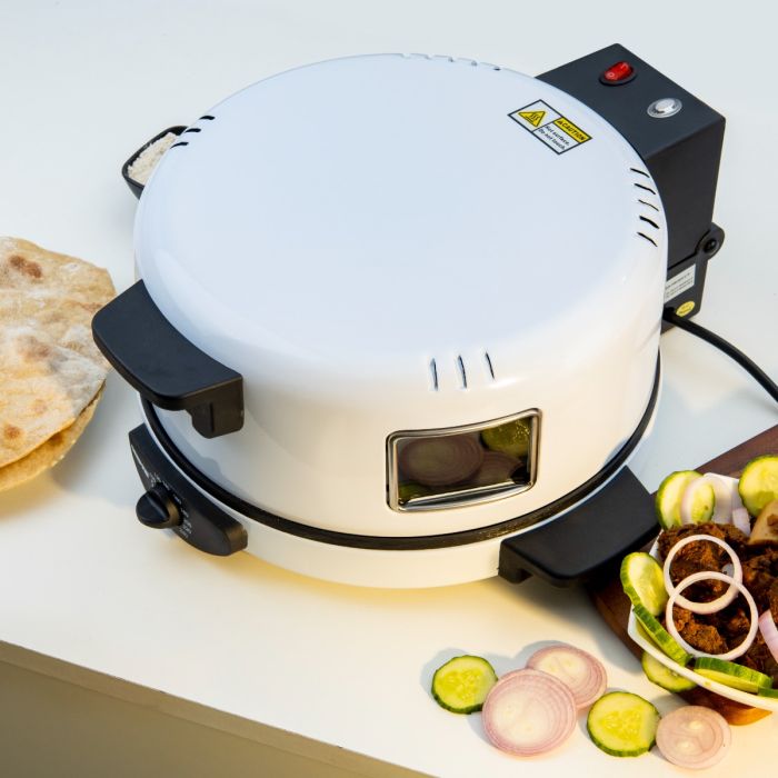Geepas Arabic Bread Maker, 30cm Non-Stick Baking Plate, GBM63036 | Halogen Tube & Stainless Steel Heating Coil | Adjustable Double Thermostat for Perfect Cooking