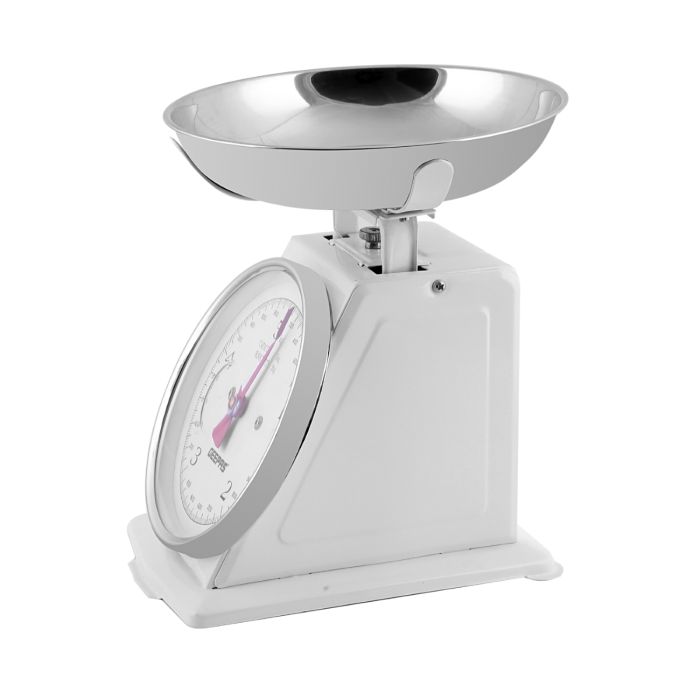 Geepas GBS4179 Mechanical Weighing Scale | 5kg Capacity Kitchen Scale with Stainless Steel Bowl| Easy-to-Read Dial| Multi-Unit Measurement| Accurate | 2 Years Warranty