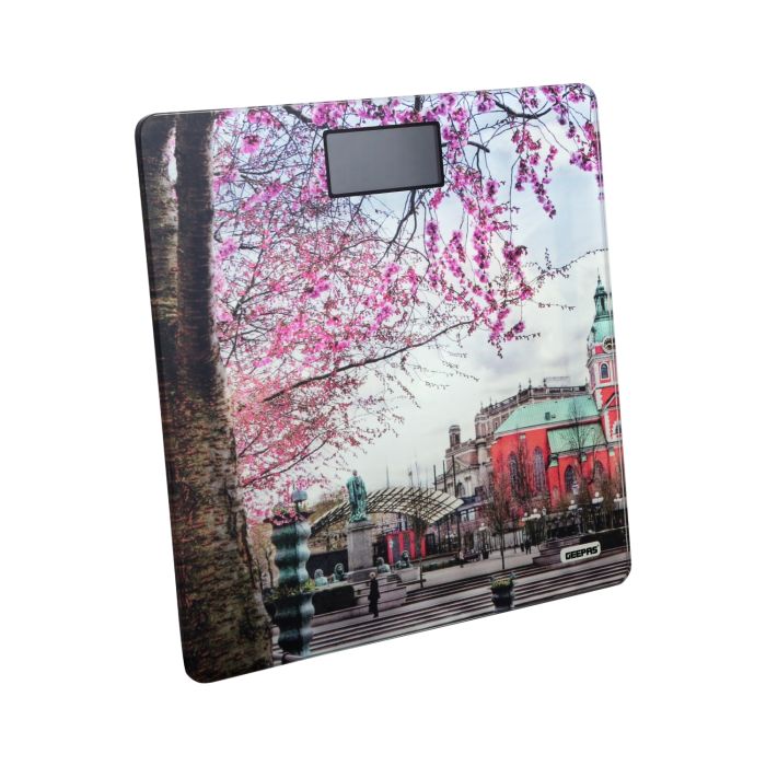 Geepas Digital Scale - General Use, Digital Display, Super Slim Design, 5mm Tempered Glass Platform, Auto On-Off, 150 Kg Capacity with 3 Units Reading | Over-Load, Auto Zero Setting | 2 Years Warranty