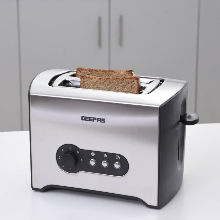 Geepas GBT6152  2-Slice Bread Toaster | 900W Power | Adjustable Browning Control | Cancel,  Reheat & Defrost Functions | Removable Crumb Tray | 2 Years Warranty