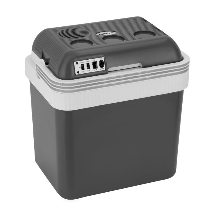 Geepas 24.0 L Hot And Cold Car Fridge- GCF63062| AC/DC Working to Keep your Things Cool| Easy to Carry, Perfect for Camping, Barbecues, Picnics| Suitable for Car and Home Use| Black, 2 Years Warranty