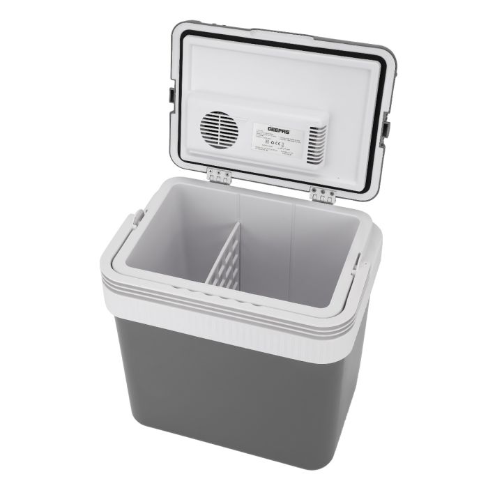 Geepas 24.0 L Hot And Cold Car Fridge- GCF63062| AC/DC Working to Keep your Things Cool| Easy to Carry, Perfect for Camping, Barbecues, Picnics| Suitable for Car and Home Use| Black, 2 Years Warranty