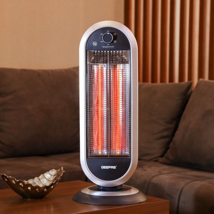 Geepas Carbon Heater GCH28531 | Instant Heating with Adjustable Power Settings| Safety Tip-Over Protection| Durable Design for Home & Office Use| 2 Years Warranty