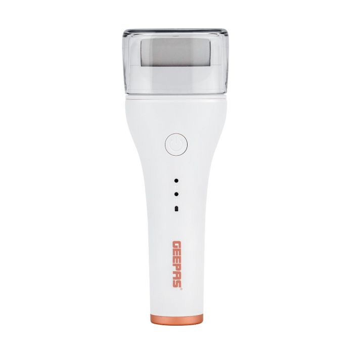 Geepas 3-in-1 Callus Remover- GCL57515/ Rechargeable and Fast Charging with 360 Degree Rotating Head/ 3 Grinding Heads, Includes Fine, Rough, Medium/ Perfect for Smooth and Soft Feet/ White, 2 Years Warranty