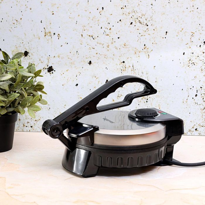 Geepas 8 Inch Chapathi Maker GCM5429 | 1000W  | Non-Stick Plates, Adjustable Temperature Control, Safety Protection & Easy Cleaning for Quick, Soft & Round Chapathis