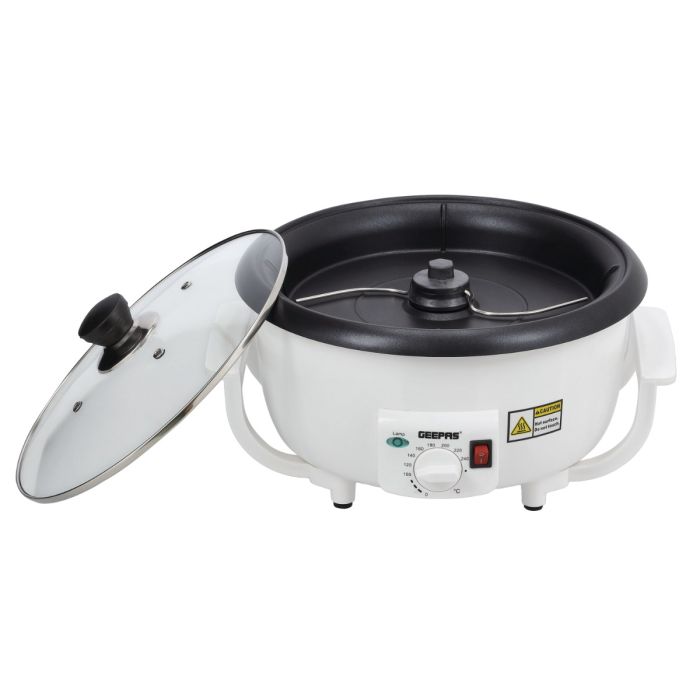 Geepas GCR63038 Coffee Roaster | 750g Large Capacity Coffee Bean Roaster with Thermostat Control|  800W Powerful Motor | Heat-Resistant Body & Durable Safe Design