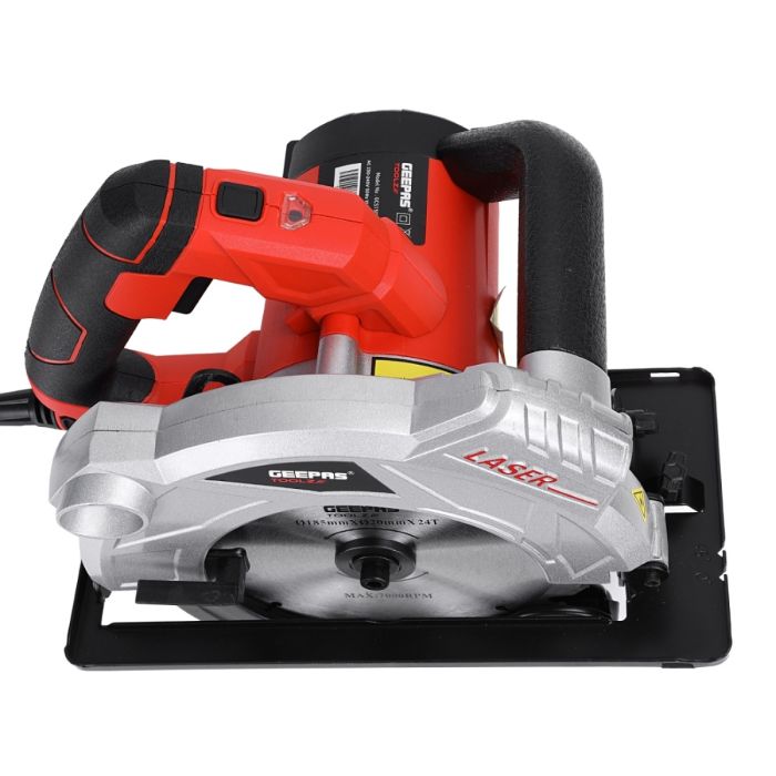 Geepas 1500W 185mm - Multi-Purpose Circular Saw, Bevel Angle Joint Cuts - Blade 65mm Cutting Depth, Dust Extraction, Depth & Angle Adjustment | Ideal for Wood, Mild Steel & Plastic