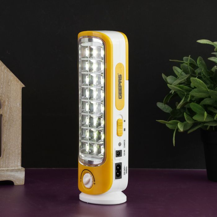 Geepas Rechargeable LED Lantern | Emergency Lantern with Light Dimmer Function | 24 Mega Luminous Hi-Power LEDs, 15 Hours Working | Very Suitable for Power Outages, & Camping - 2 Years Warranty