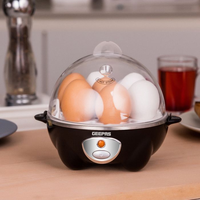 Geepas GEB63020UK Egg Boiler | 7 Egg Capacity Electric Egg Cooker with Automatic Shut-Off| Stainless Steel Heating Plate| Compact Design| Easy to Use & Quick Egg Cooking
