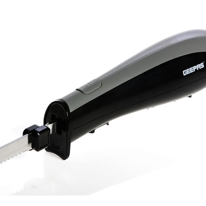 Geepas 150W Electric Knife - Serrated Carving Knife - Can Cut Turkey, Meat, Bread, Vegetables, Fruits, Ham, and Cooked Beef - Single Start Button & Eject Button