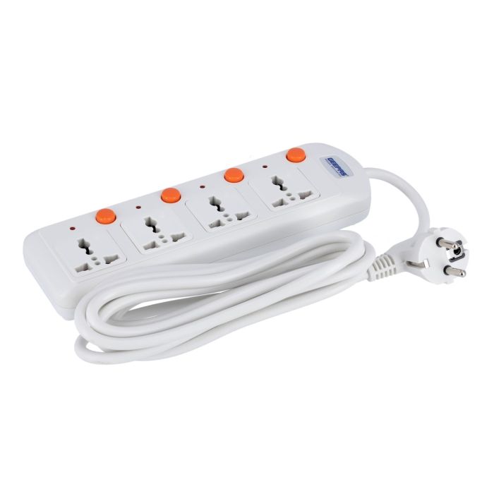 Geepas 4 Way Extension Board VDE Plug with Individually On/Off Switch GES4003-VDE- Power Extension Socket -Multi Plug Power Cable