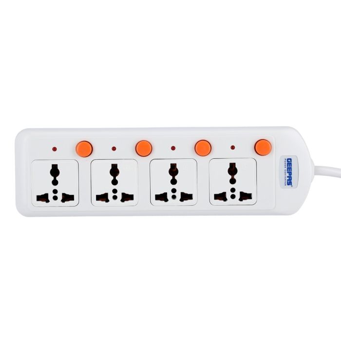 Geepas 4 Way Extension Board VDE Plug with Individually On/Off Switch GES4003-VDE- Power Extension Socket -Multi Plug Power Cable