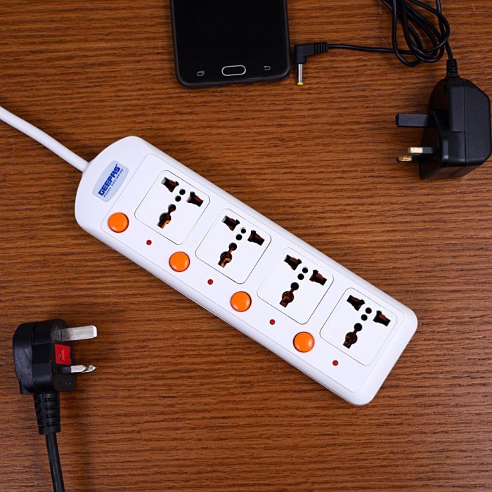 Geepas 4 Way Extension Board VDE Plug with Individually On/Off Switch GES4003-VDE- Power Extension Socket -Multi Plug Power Cable