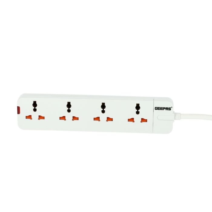 Geepas 4 Way Extension Socket 13A - Extension Strip With Led Indicators | Child Safe |Extra Long Cord with Over Current Protected | Ideal For All Electronic Devices