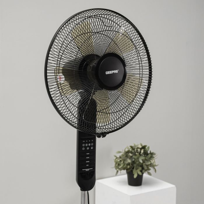 Geepas 16" Remote Control Stand Fan- GF9489| High Performance Fan with 3-Speed Controls, 5 Leaf Blades and Remote Control, High Performance 60W Motor