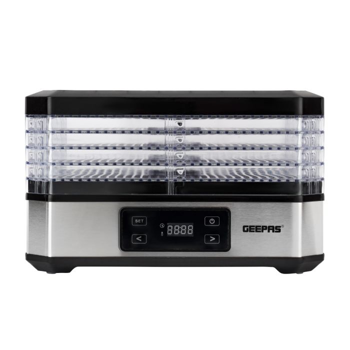 Geepas Digital Food Dehydrator GFD63013N | 500W  | 5 Stackable Trays | Adjustable Temperature |48H Timer |Perfect for Preserving Fruits, Vegetables Etc |2 Years Warranty