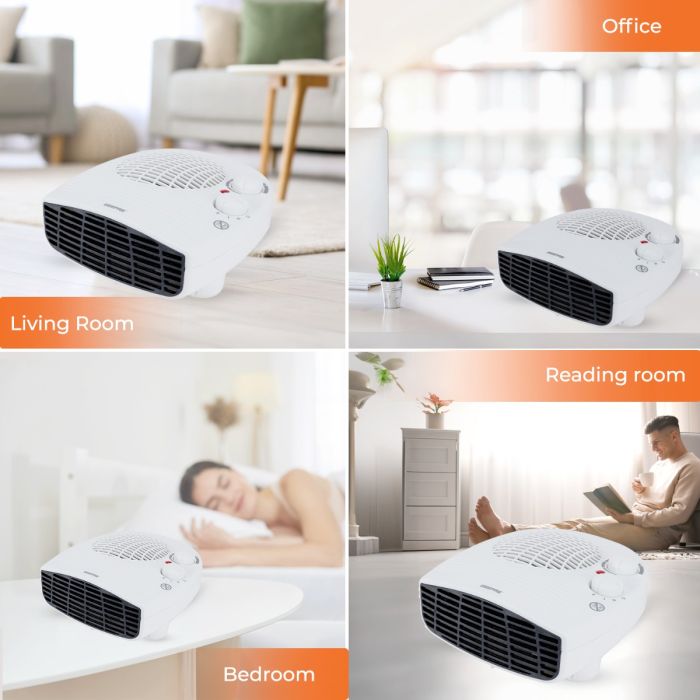 Geepas GFH9522 2000W Fan Heater | 3 Heat Settings Fan/1000W/2000W| Adjustable Thermostat| Powerful Copper Motor| Overheat Protection | Safety Fuse | 2 Years Warranty