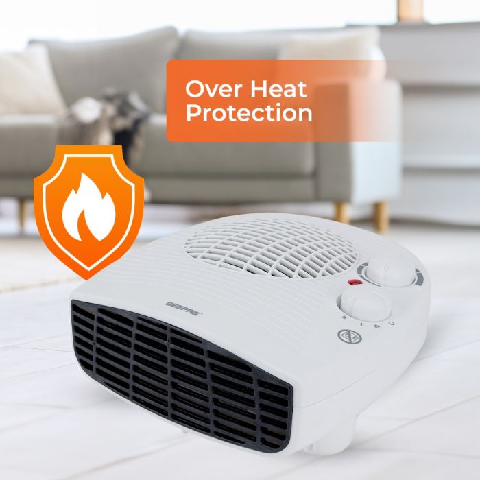 Geepas GFH9522 2000W Fan Heater | 3 Heat Settings Fan/1000W/2000W| Adjustable Thermostat| Powerful Copper Motor| Overheat Protection | Safety Fuse | 2 Years Warranty