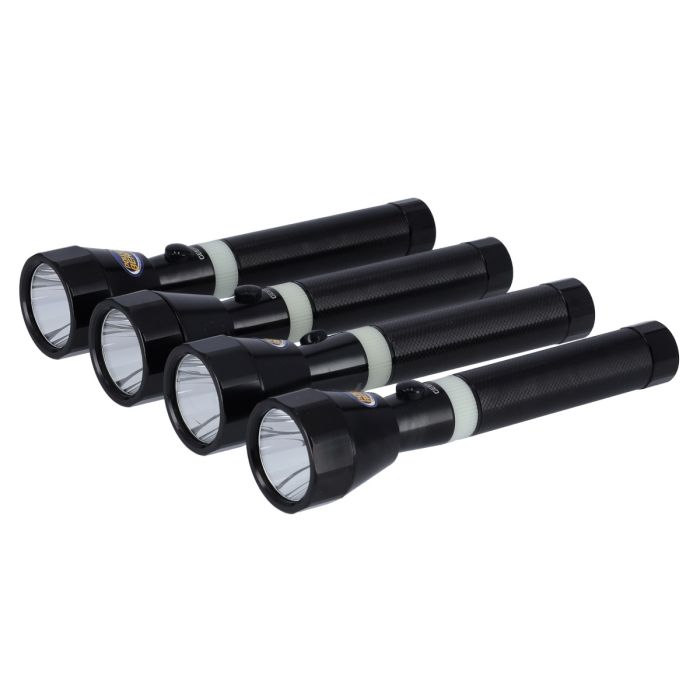 Torch 4Pcs Rechargeable LED Flashlight 216.5 mm - Hyper Bright Cool White Light 2000 Meters Range with 1500mAh Battery | CREE LED | Regulated Intensity Flashlight | 2 Years Warranty