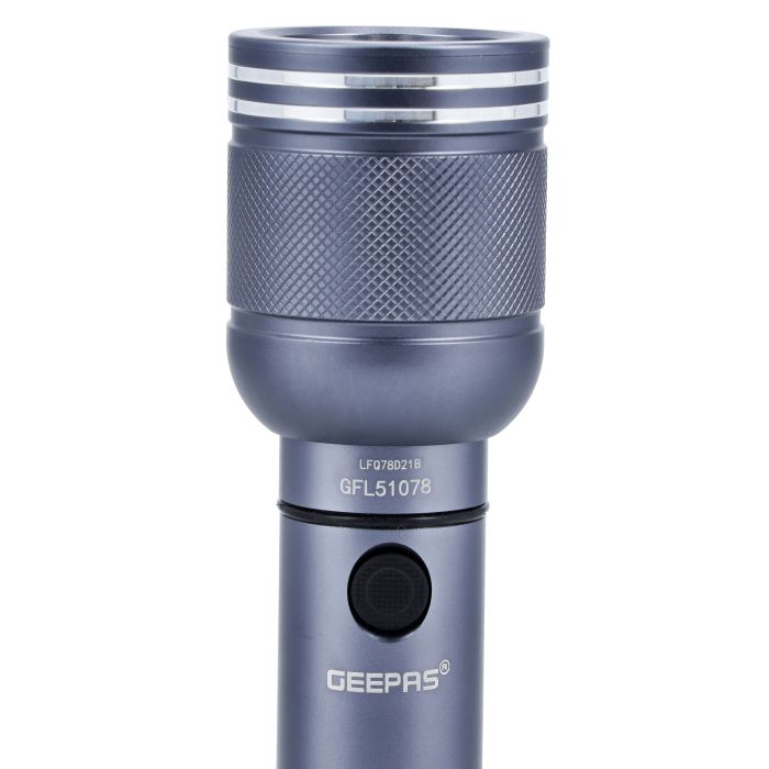 Waterproof LED Flashlight, USB Rechargeable, GFL51078 | Aircraft Aluminium Alloy Body | 4hrs of Working | 3.7V 3000mAh Li-Ion Battery | 2000m Range | Indoor/Outdoor Use