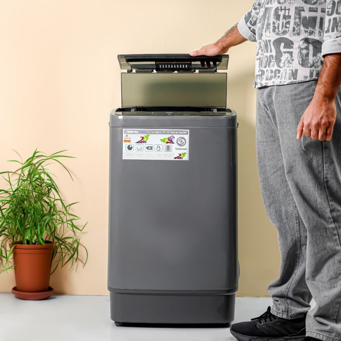 Geepas Fully Automatic Washing Machine- GFWM6800LCQ/ Top Load Equipped with Big Pulsator, Air Dry Function, Digital Display, Automatic Imbalance Control/ 6 kg Capacity