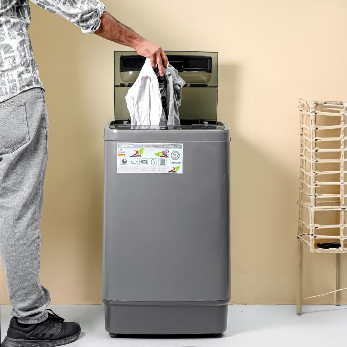 Geepas Fully Automatic Washing Machine- GFWM6800LCQ/ Top Load Equipped with Big Pulsator, Air Dry Function, Digital Display, Automatic Imbalance Control/ 6 kg Capacity