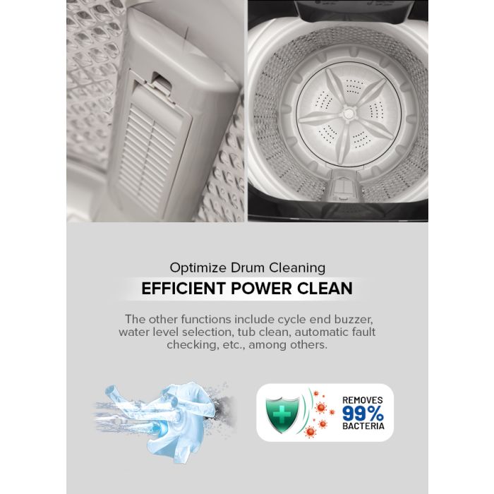 Geepas GFWM8823SX Fully Automatic Top Load Washing Machine | 8kg Capacity| 450W Wash Power| 8 Wash Programs| Diamond Drum| LED Display| Safety Lock| 1-Year Warranty