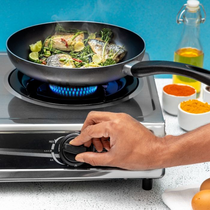 Geepas GGC31032 Stainless Steel Gas Cooker | 2 Burner Stove|  Auto Piezo Ignition | Flame Failure Safety  | Cast Iron Mixing Tube | Low Gas Consumption |Durable Design