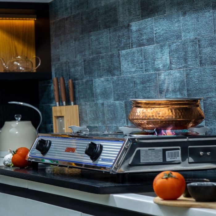 Geepas Stainless Steel Gas Cooker GGC31033 | 2 Burner Gas Stove | Heavy-Duty Cast Iron Burners| Automatic Ignition System| Durable Stainless Steel Body|2 Years Warranty