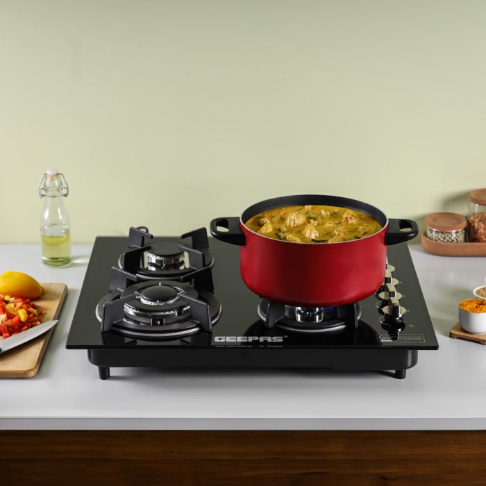 Geepas GGC31050FFD Built-in Glass Gas Hob | 4  Burners | Auto Ignition System | Flame Failure Safety Device (FFD) | Durable Design | Energy Efficient | 2 Years Warranty