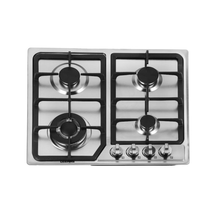 Geepas GGC31051FFD Built-in Stainless Steel Gas Hob | 4 High-Performance Burners | Auto Ignition System | Flame Failure Safety  | Durable Design | 2 Years Warranty