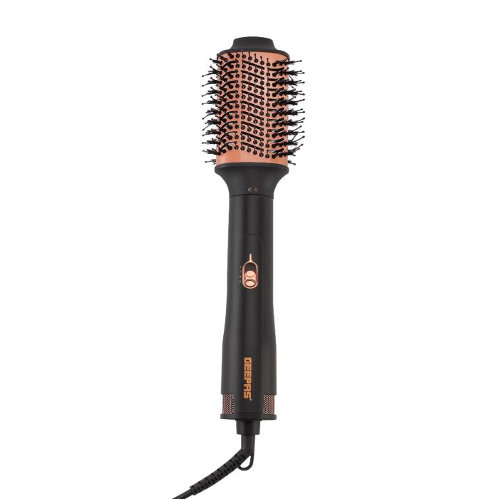Geepas 4-IN-1 Hair Styler- GH86067| 3 Speed, 3 Heat Settings| 360-Degree Swivel Cord and Hanging Function| Perfect for Salon and At Home Styling, Three Interchangeable Heads| 2 Years Warranty, Black and Rose Gold