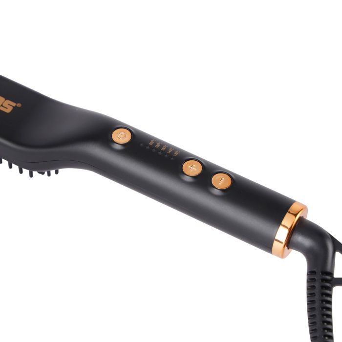 Geepas GHBS86066 Hair Straightening Brush | Beard & Hair Styler with LED Indicator| 360° Swivel Cord| Adjustable Temperature 120–200°C| Hang Loop | 2-Year Warranty
