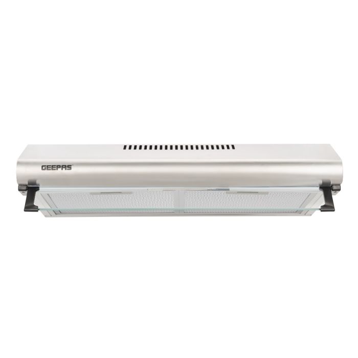Geepas Slim Hood GHD611CS | 200 m³/hr Suction Power| Efficient Charcoal & Aluminum Filter| 3-Speed Push Button Control| Compact Design| Easy Installation| 1 Year Warranty
