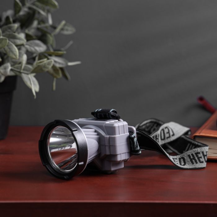 Geepas Rechargeable LED Headlamp- GHL51094/ 3W, Lithium Battery and Easy to Use/ Compact, Portable and Light-Weight Design/ Strong and Low Light, Perfect for Camping, Hiking, Cycling, Fishing, etc./ Grey, 2 Years Warranty