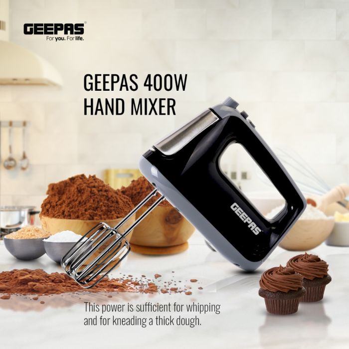 Geepas GHM43020UK Hand Mixer | Compact & Powerful Electric Mixer with Multiple Speed Settings | Easy to Use & Clean Design for Everyday Baking | 2 Years Warranty