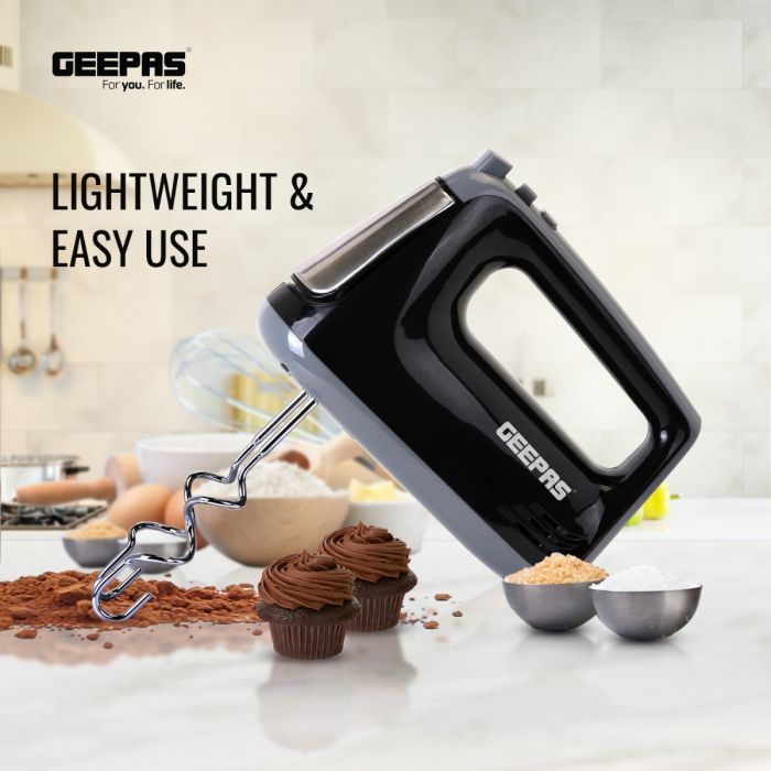 Geepas GHM43020UK Hand Mixer | Compact & Powerful Electric Mixer with Multiple Speed Settings | Easy to Use & Clean Design for Everyday Baking | 2 Years Warranty