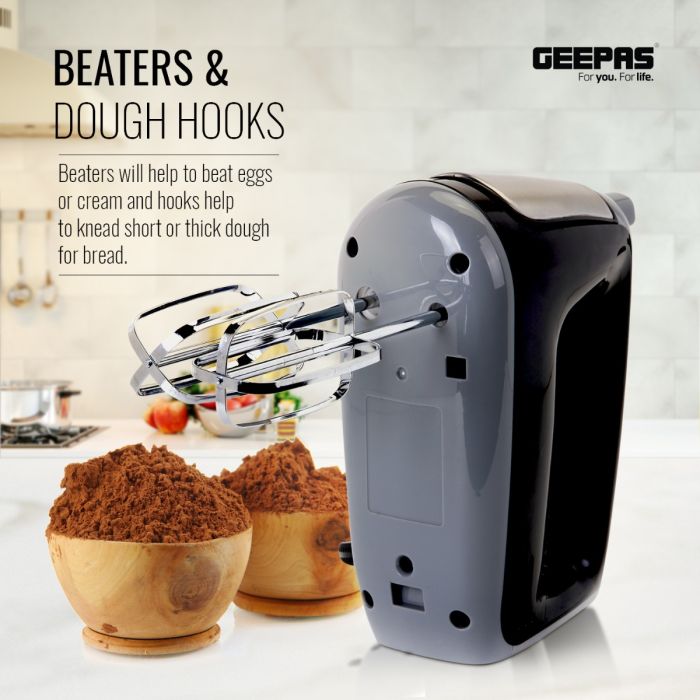 Geepas GHM43020UK Hand Mixer | Compact & Powerful Electric Mixer with Multiple Speed Settings | Easy to Use & Clean Design for Everyday Baking | 2 Years Warranty