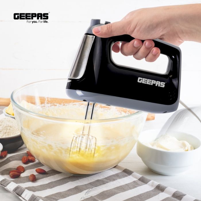 Geepas GHM43020UK Hand Mixer | Compact & Powerful Electric Mixer with Multiple Speed Settings | Easy to Use & Clean Design for Everyday Baking | 2 Years Warranty