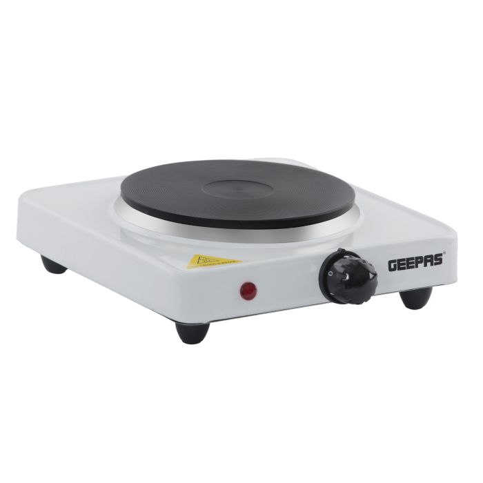 Geepas Electric Single Hot Plate GHP32011 |1000W Portable Cooker with Adjustable Thermostat| Durable Die-Cast Iron Heating Element| Overheat Protection| 2 Years Warranty