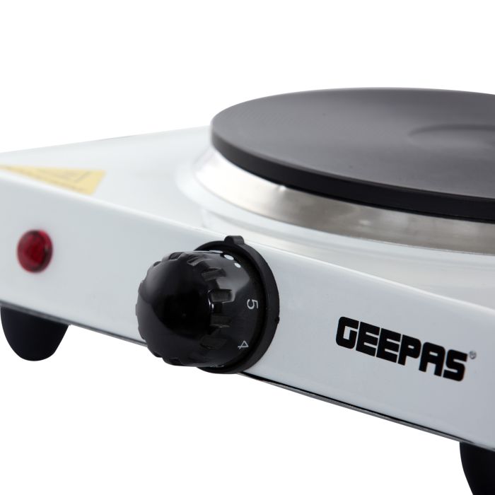 Geepas Electric Single Hot Plate GHP32011 |1000W Portable Cooker with Adjustable Thermostat| Durable Die-Cast Iron Heating Element| Overheat Protection| 2 Years Warranty