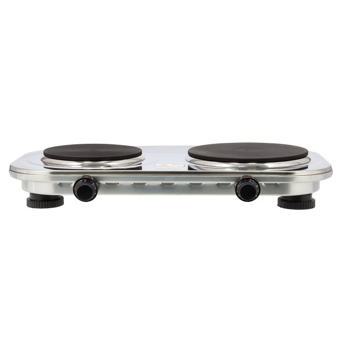 Geepas Stainless Steel Double Hot Plate GHP32024 |2500W Powerful Dual Solid Plates 155mm & 185mm|  Adjustable Temperature Control| Auto Thermostat | Overheat Protection