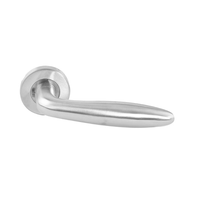 Geepas Mortise Rosette Hollow Lever Handle -Door Handles | Firm Grasp | Rotate Door Lock | Interior | Satin Nickel  | 304 Stainless Steel | Premium Quality for All Internal Doors (Curve Design)