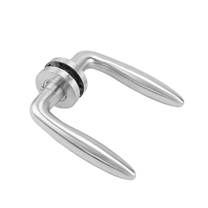 Geepas Mortise Rosette Hollow Lever Handle -Door Handles | Firm Grasp | Rotate Door Lock | Interior | Satin Nickel  | 304 Stainless Steel | Premium Quality for All Internal Doors (Curve Design)