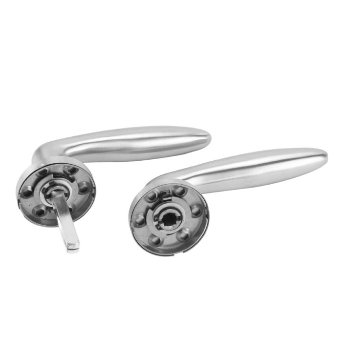 Geepas Mortise Rosette Hollow Lever Handle -Door Handles | Firm Grasp | Rotate Door Lock | Interior | Satin Nickel  | 304 Stainless Steel | Premium Quality for All Internal Doors (Curve Design)