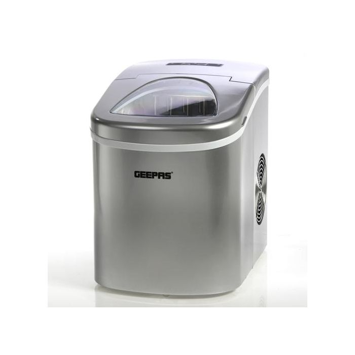 Geepas GIM63015UK Ice Cube Maker, Two Sizes, Produces 12kg Ice in 24 Hours - Ice Container 700g, Water Container 2.2L, Ecological Gas, Automatic Functioning