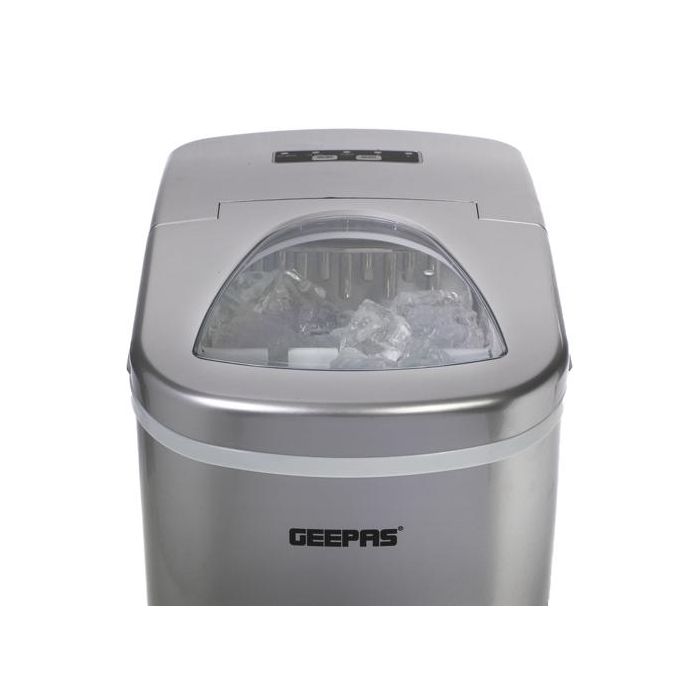 Geepas GIM63015UK Ice Cube Maker, Two Sizes, Produces 12kg Ice in 24 Hours - Ice Container 700g, Water Container 2.2L, Ecological Gas, Automatic Functioning