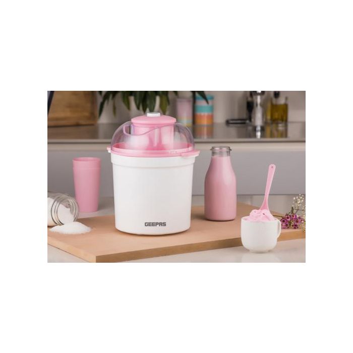 Geepas GIM63027UK Ice Cream Maker Machine - BPA Free | Makes Delicious Soft Ice Cream, Gelato, Frozen Yoghurt & Sorbet Machine with Easy to Clean Aluminum Bowl - 1.5QT | 2 Years Warranty
