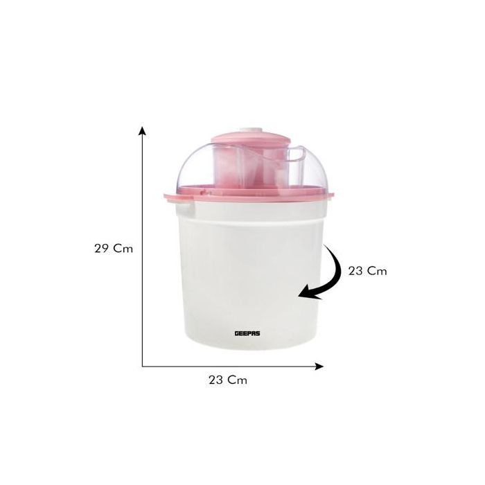 Geepas GIM63027UK Ice Cream Maker Machine - BPA Free | Makes Delicious Soft Ice Cream, Gelato, Frozen Yoghurt & Sorbet Machine with Easy to Clean Aluminum Bowl - 1.5QT | 2 Years Warranty